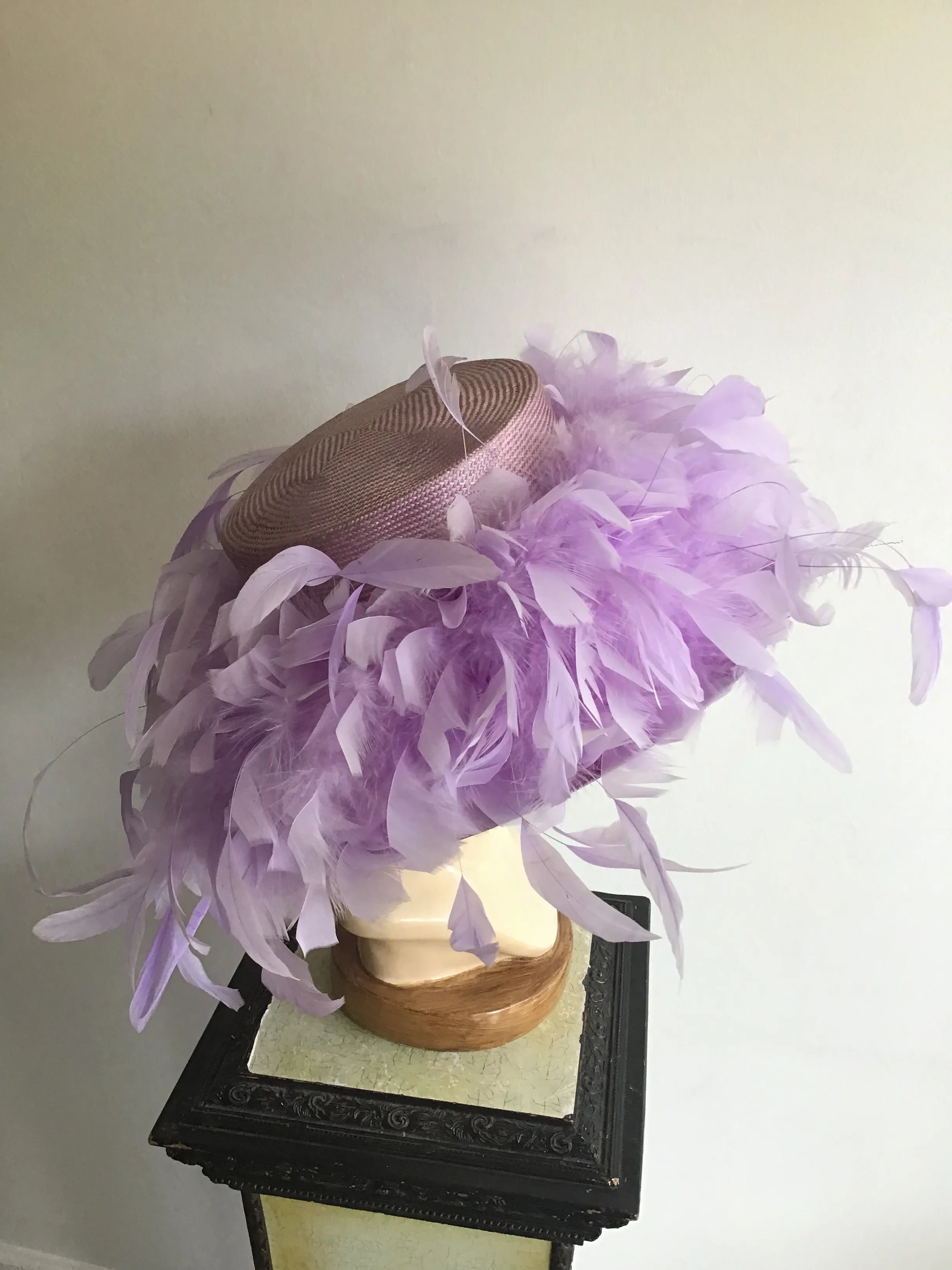 2000 Whiteley Lavender Straw Hat with Feather