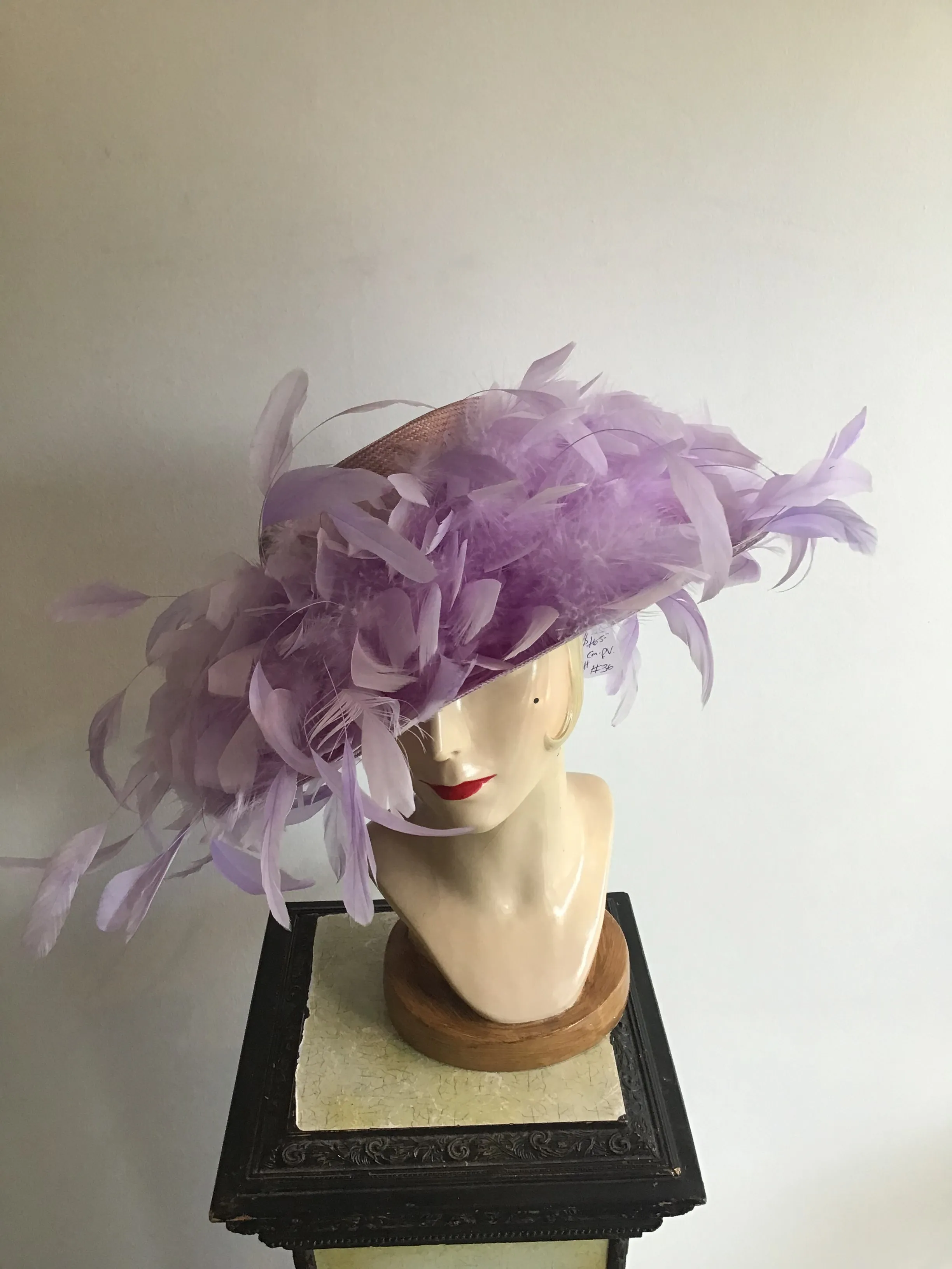 2000 Whiteley Lavender Straw Hat with Feather