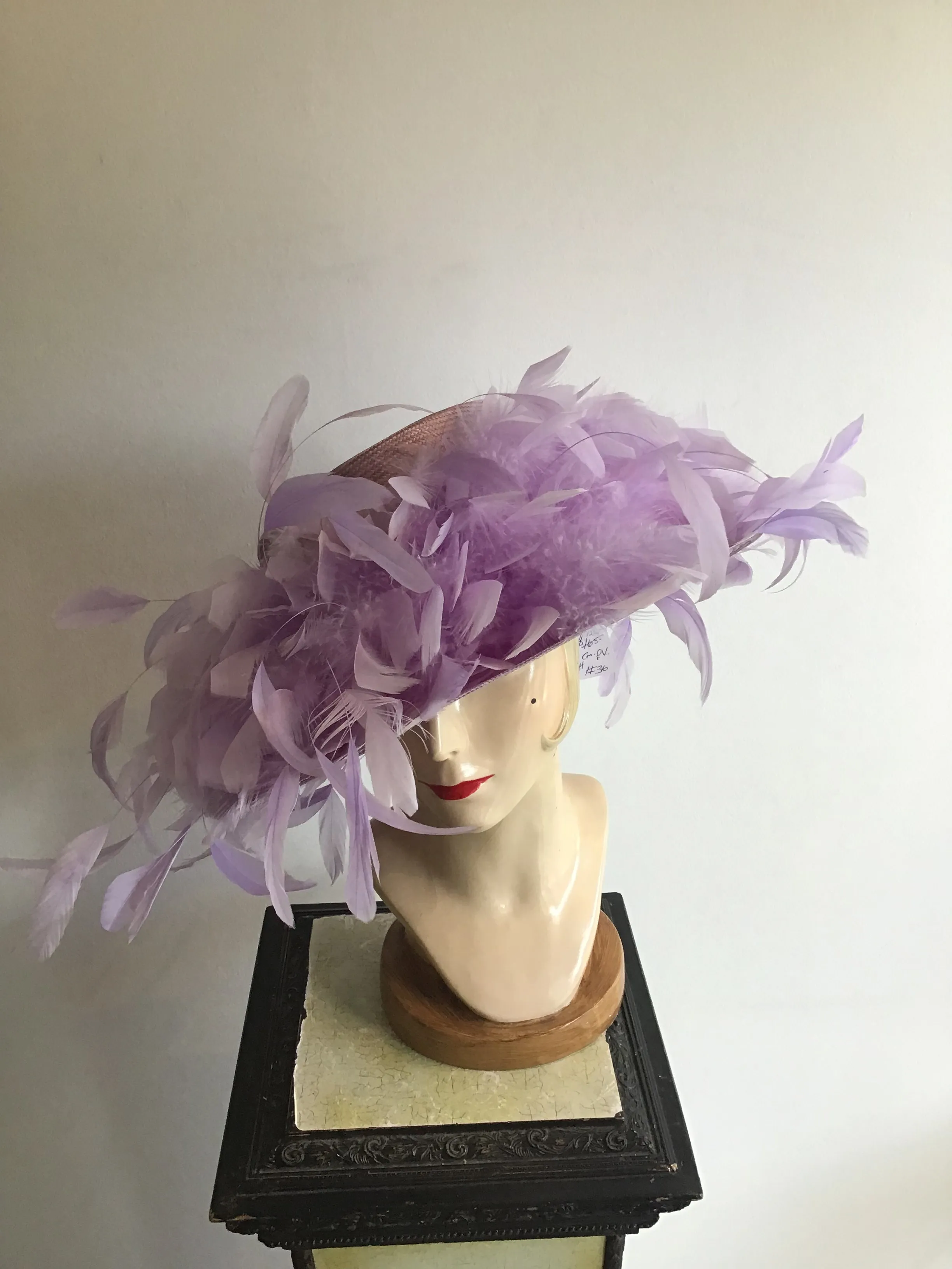 2000 Whiteley Lavender Straw Hat with Feather