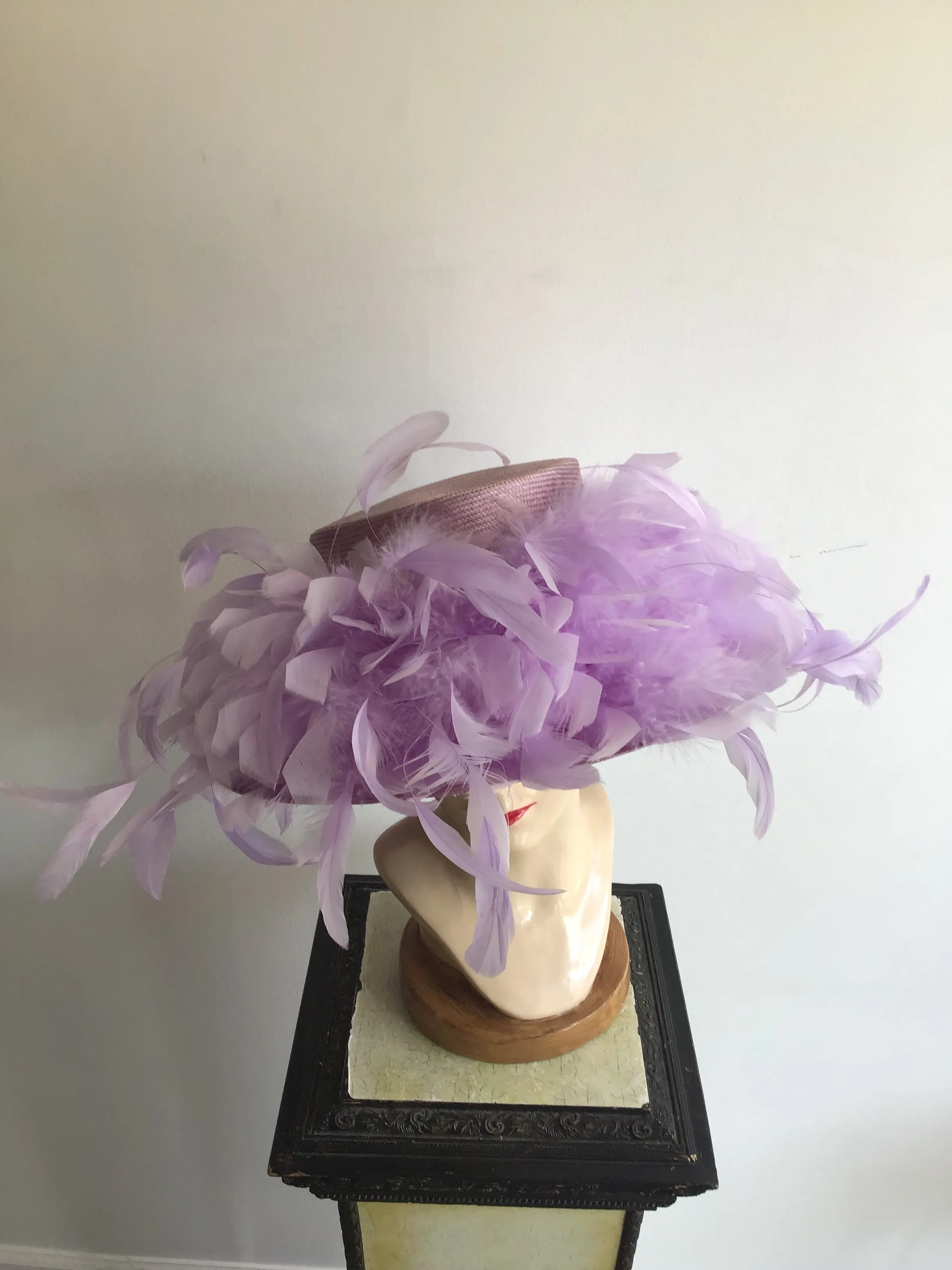 2000 Whiteley Lavender Straw Hat with Feather