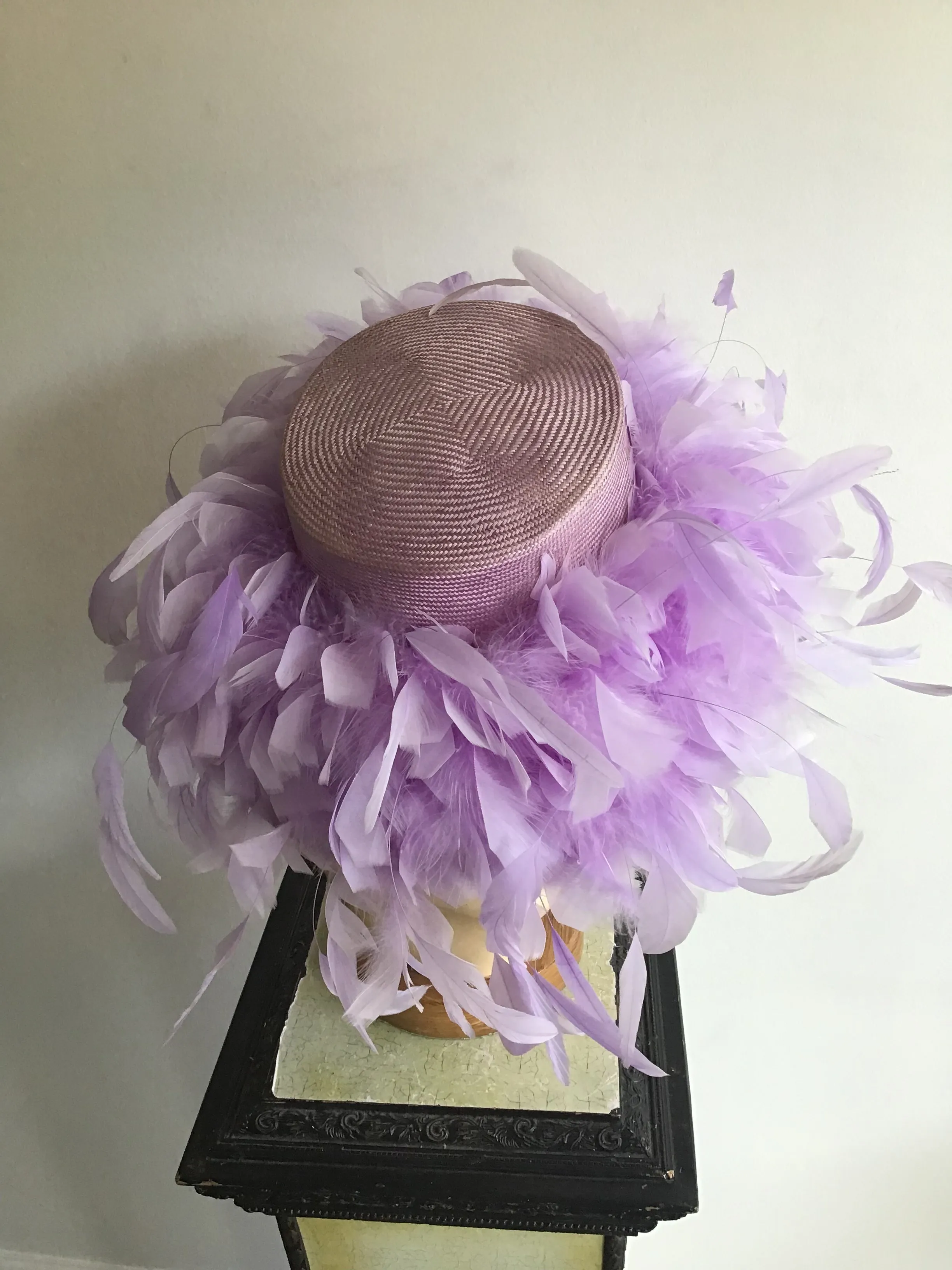 2000 Whiteley Lavender Straw Hat with Feather