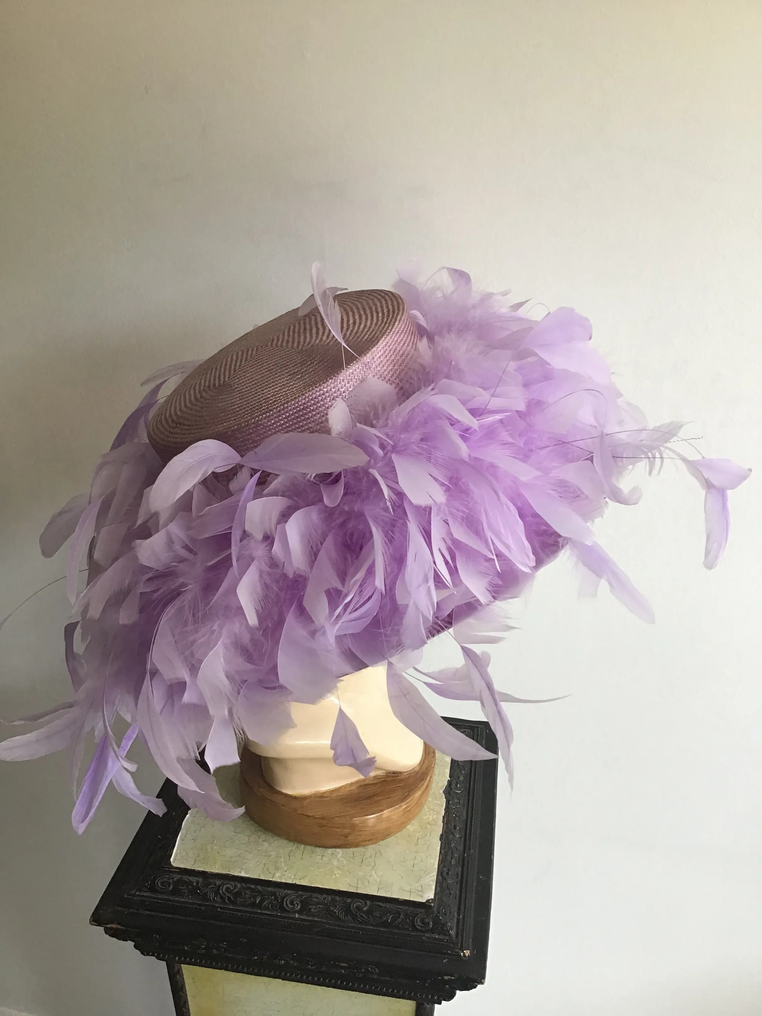 2000 Whiteley Lavender Straw Hat with Feather