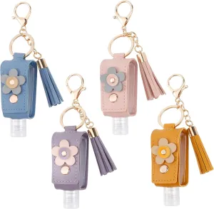 4Pcs Hand Sanitizer Keychain, 30ml Refillable Portable Hand Sanitizer for Toiletry Lotion Liquid Soap Shampoo