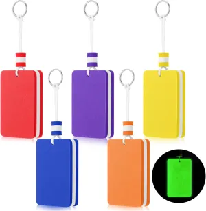 5 Pcs Floating Key Ring Glow in Dark Lightweight Water Buoyant Key Chain Water Buoyant Key Chain Foam Floating Key Ring Boat Key Chains for Water Sport Surfing Swimming Outdoor Accessories
