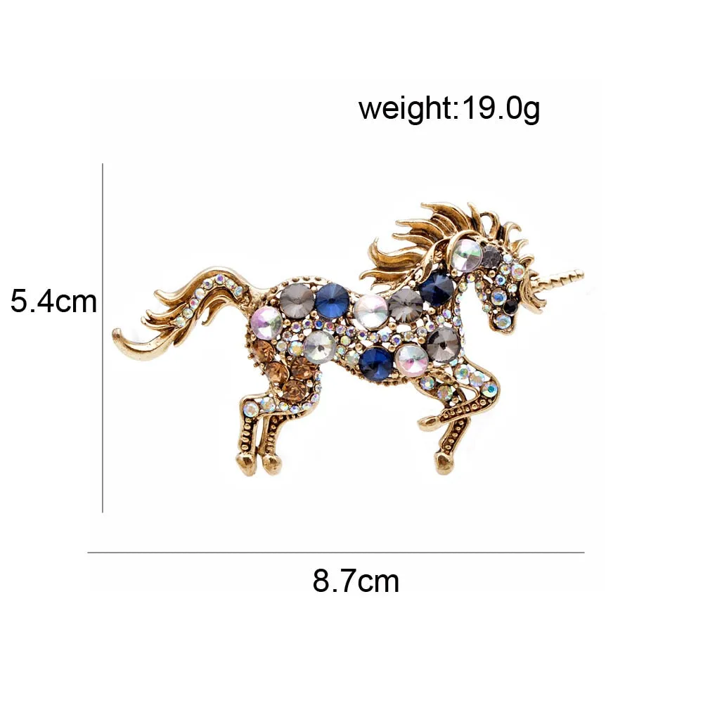 7 Colors Choose Rhinestone Horse Brooches For Women