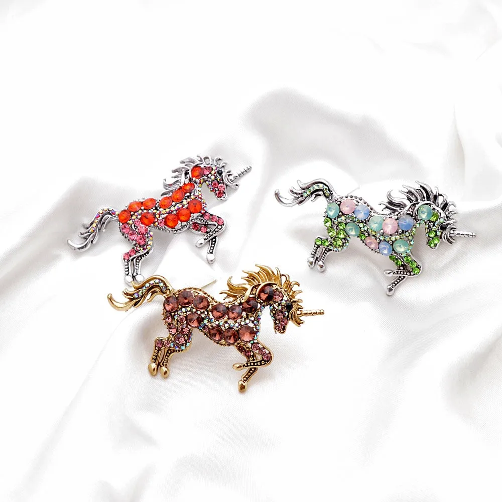 7 Colors Choose Rhinestone Horse Brooches For Women