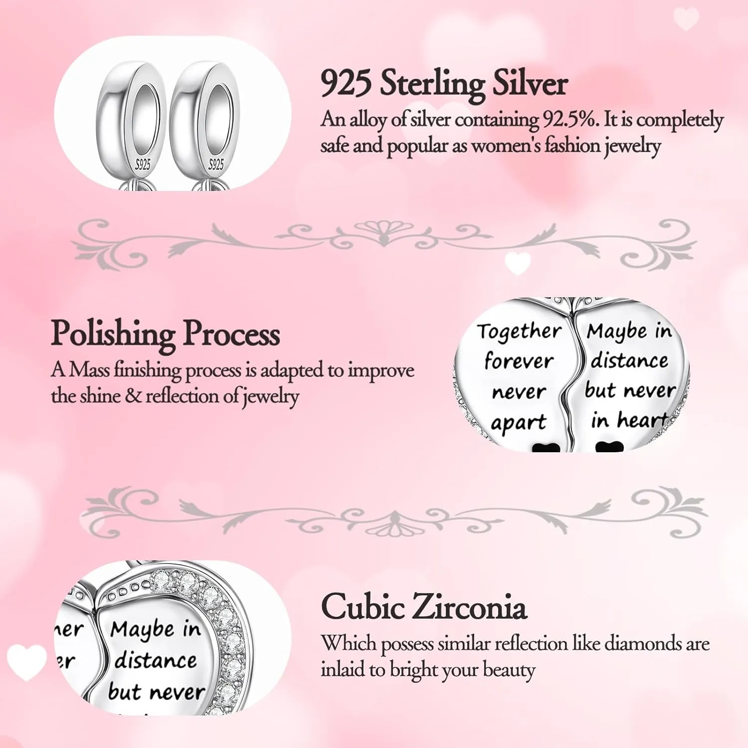 925 Sterling Silver Charm Fits Bracelets and Necklaces Charms for Women Fashion Jewelry for Women, Lover, Mother and Friend
