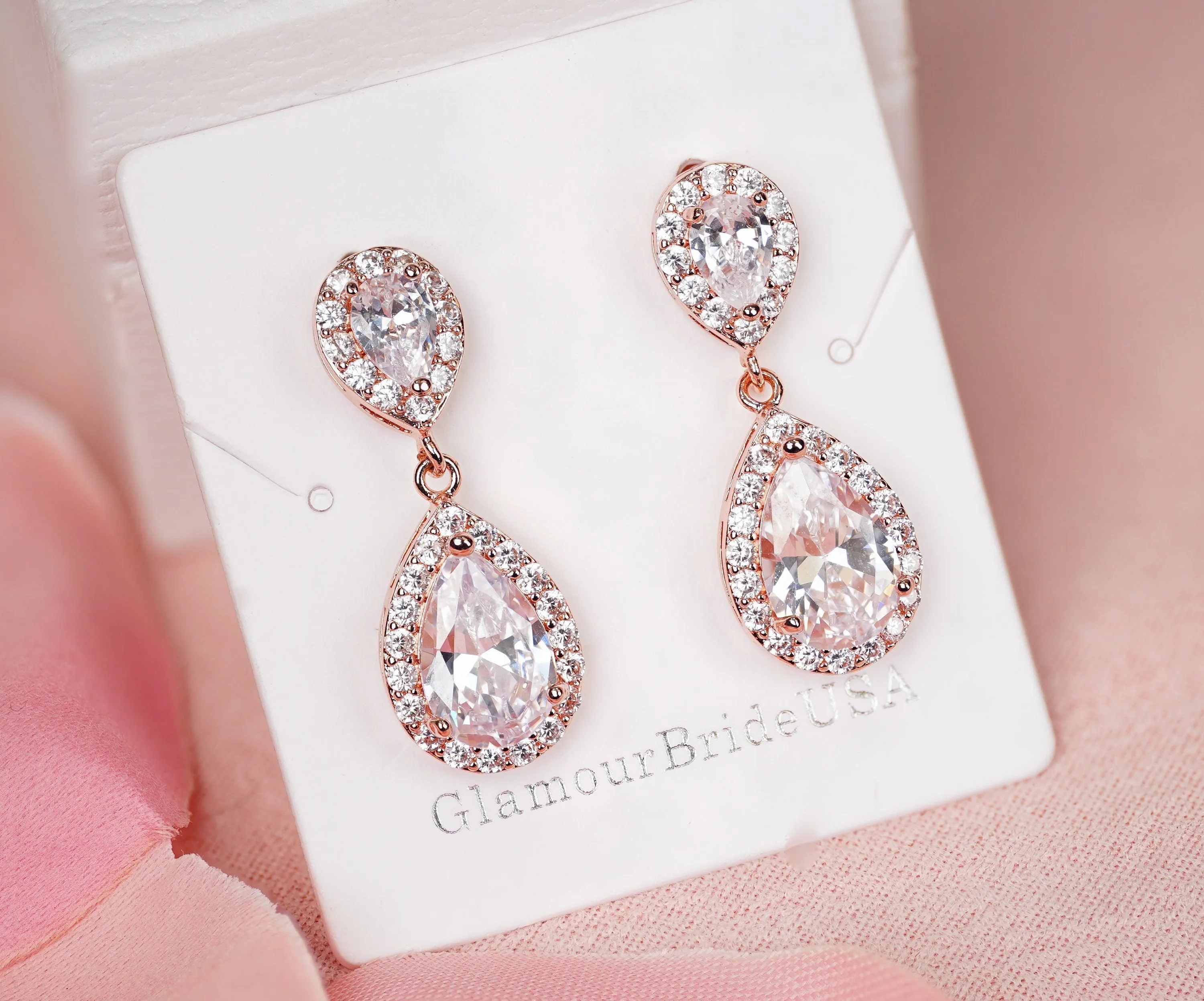 Amanda - Silver Crystal Tear Drop Earrings