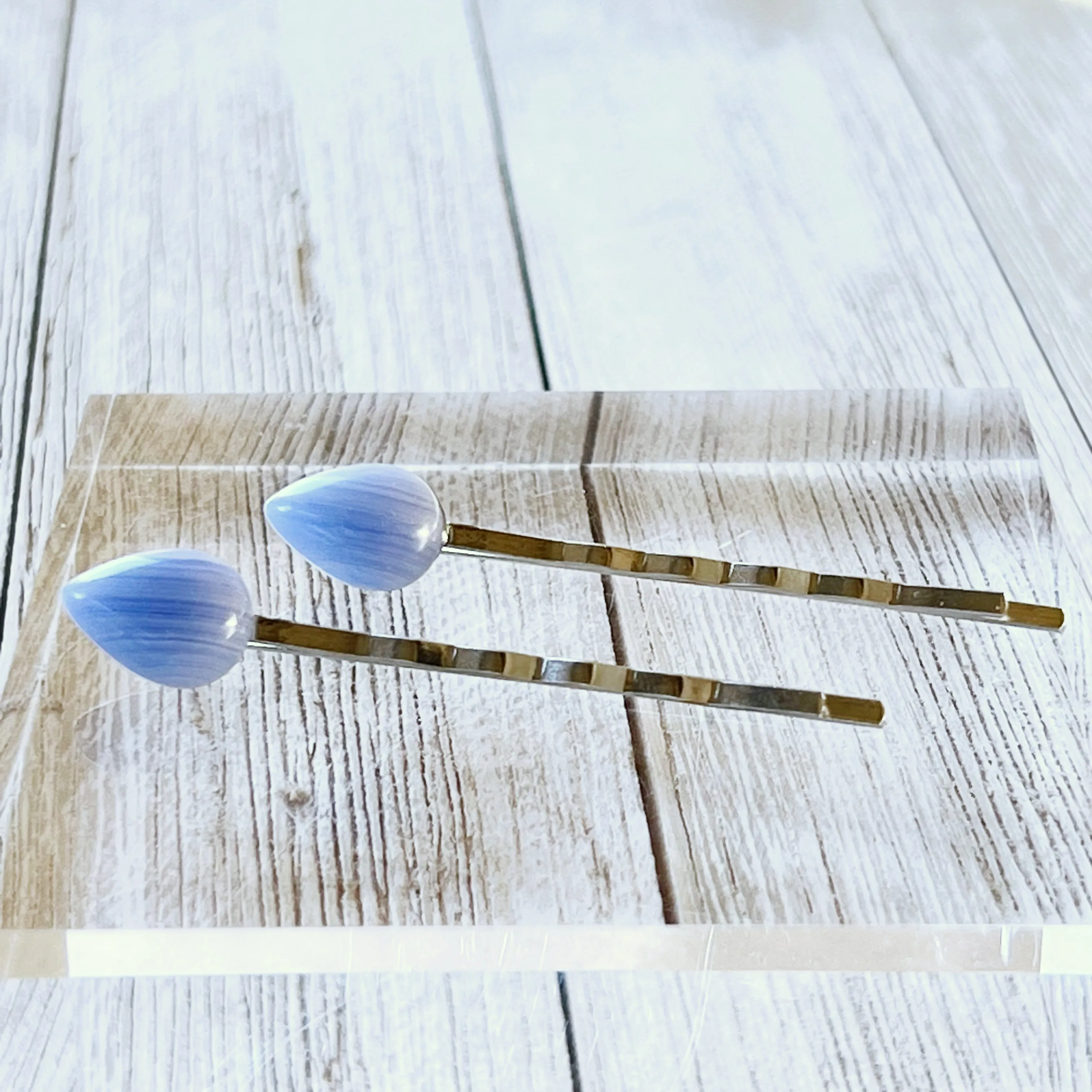 Blue Lace Agate Stone Hair Pins - Elegant and Natural Hair Accessories