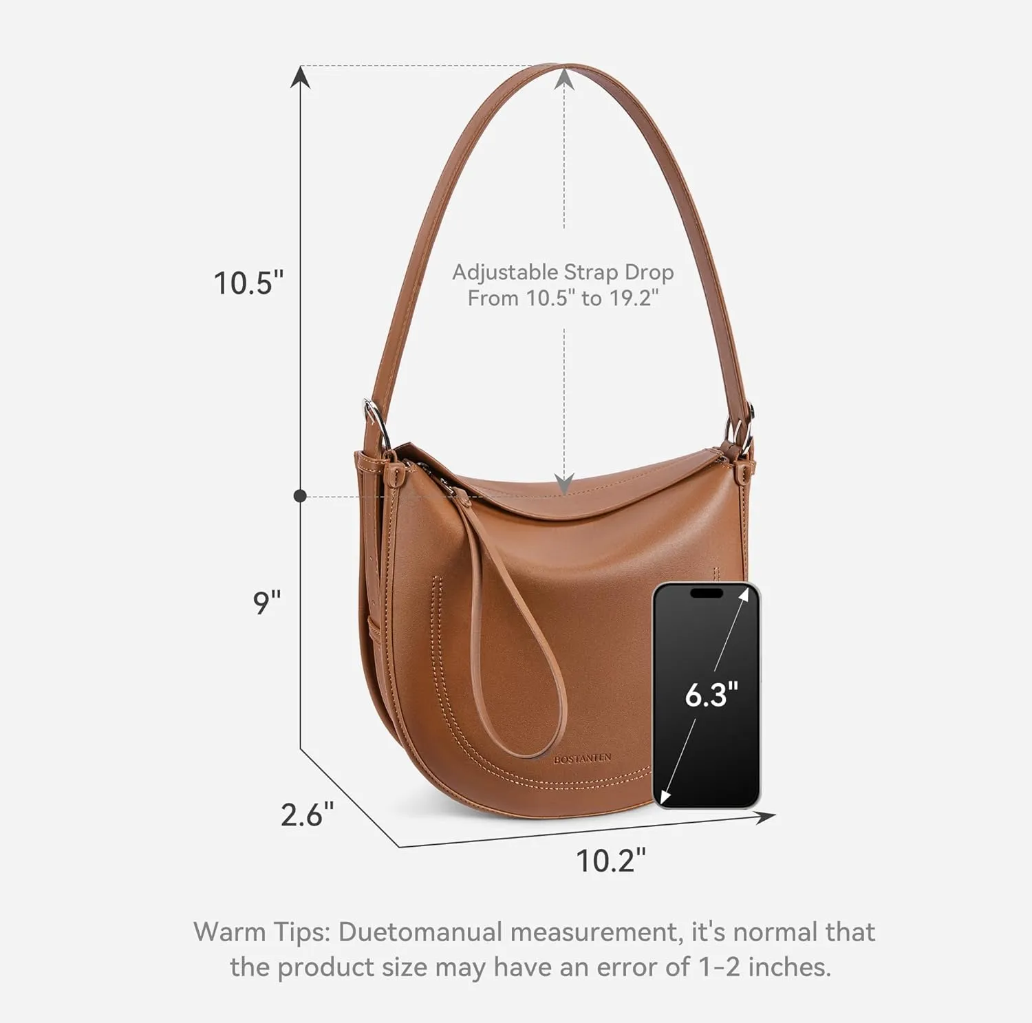 BOSTANTEN Shoulder Bag for Women Trendy Crossbody Purses Vegan Leather Handbag With Adjustable Strap