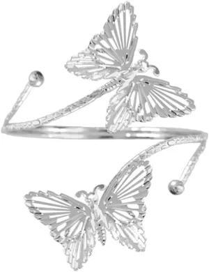 Caiyao Boho Upper Arm Bracelet Cuff Bangle Gold Silver Butterfly Cuff Bracelets Mental Open Upper Arm Bangle Bracelet Adjustable Armband Jewelry for Women