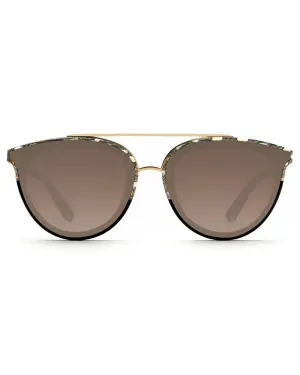 Clio Nylon Sunglasses in Stella to Black 24K Mirrored