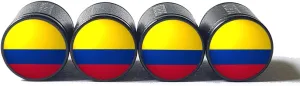 Columbia Flag Tire Valve Stem Caps - Black Aluminum - Set of Four