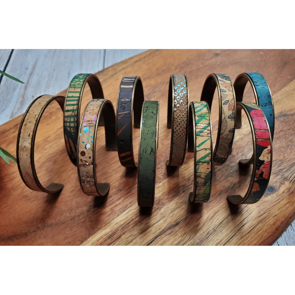 Cork Bronze Skinny Cuff Bracelet