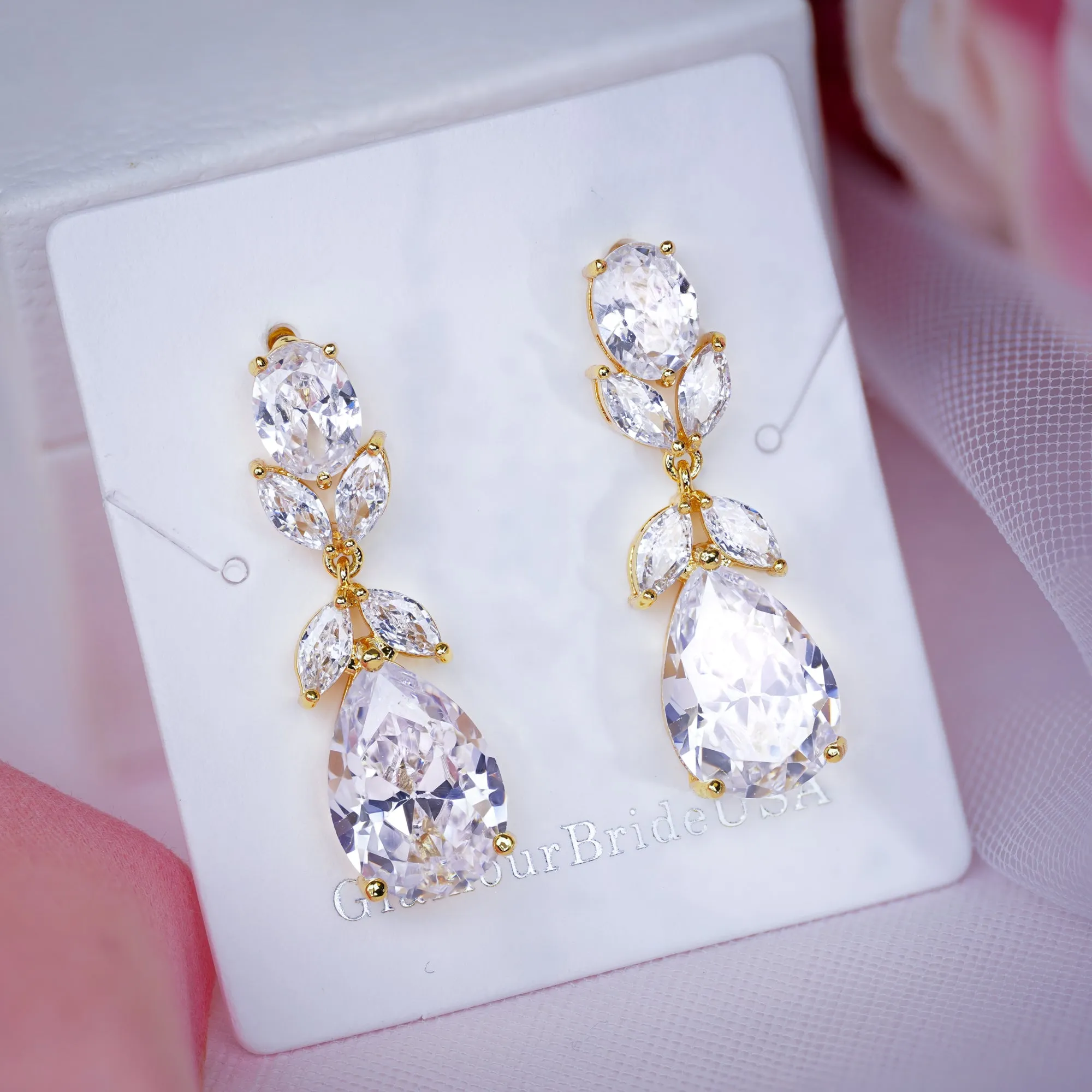 Crystal Tear Drop Earrings - Katie