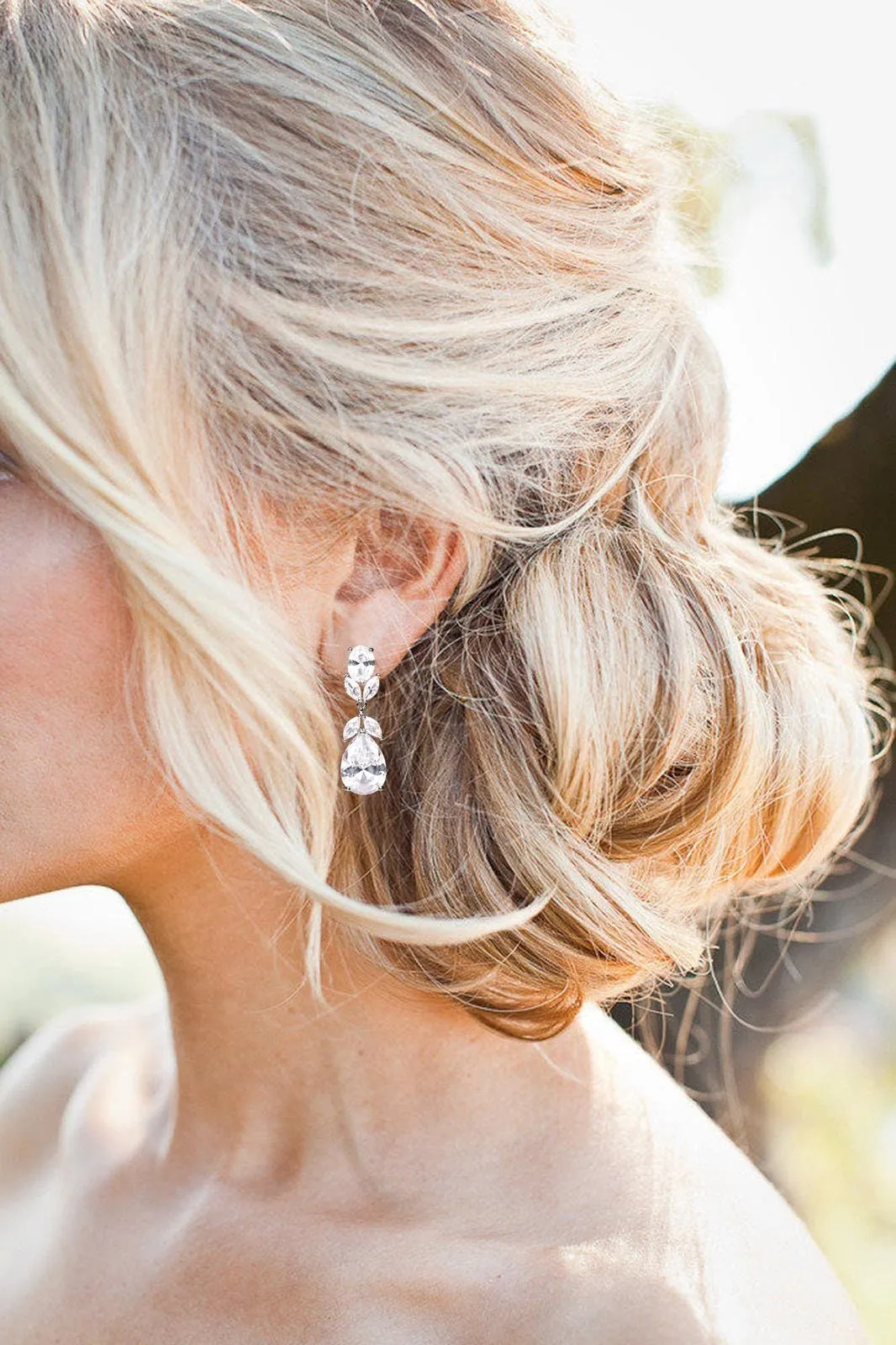 Crystal Tear Drop Earrings - Katie
