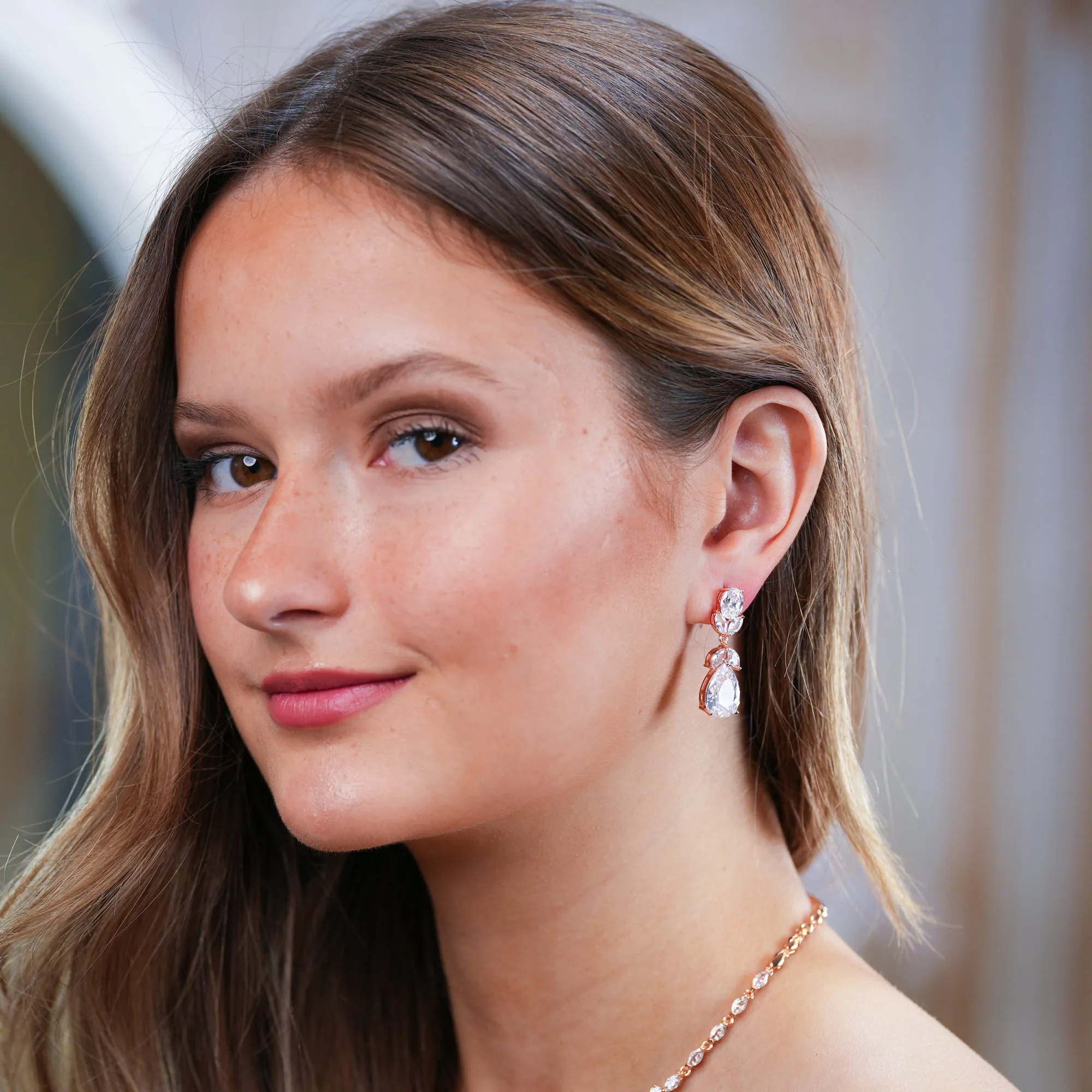 Crystal Tear Drop Earrings - Katie