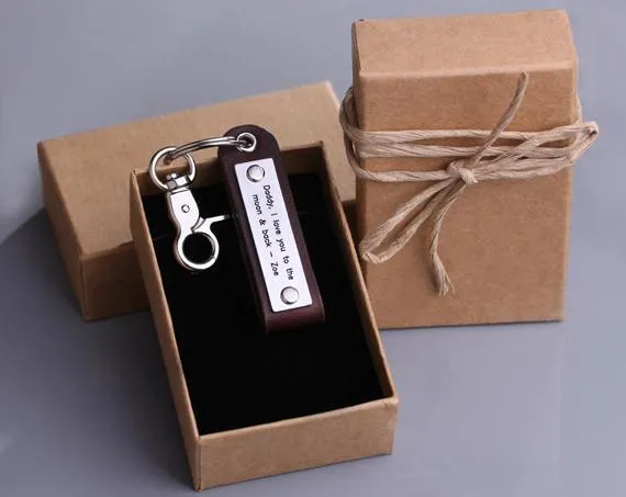 Custom Initial Name Engraved Leather Key Fob/Keyring