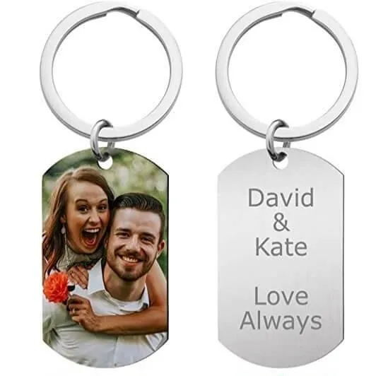Custom Photo Engravable Keychains Sterling Silver