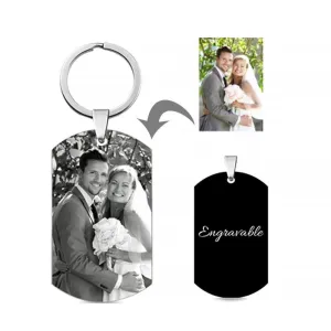 Custom Photo Engravable Keychains Sterling Silver