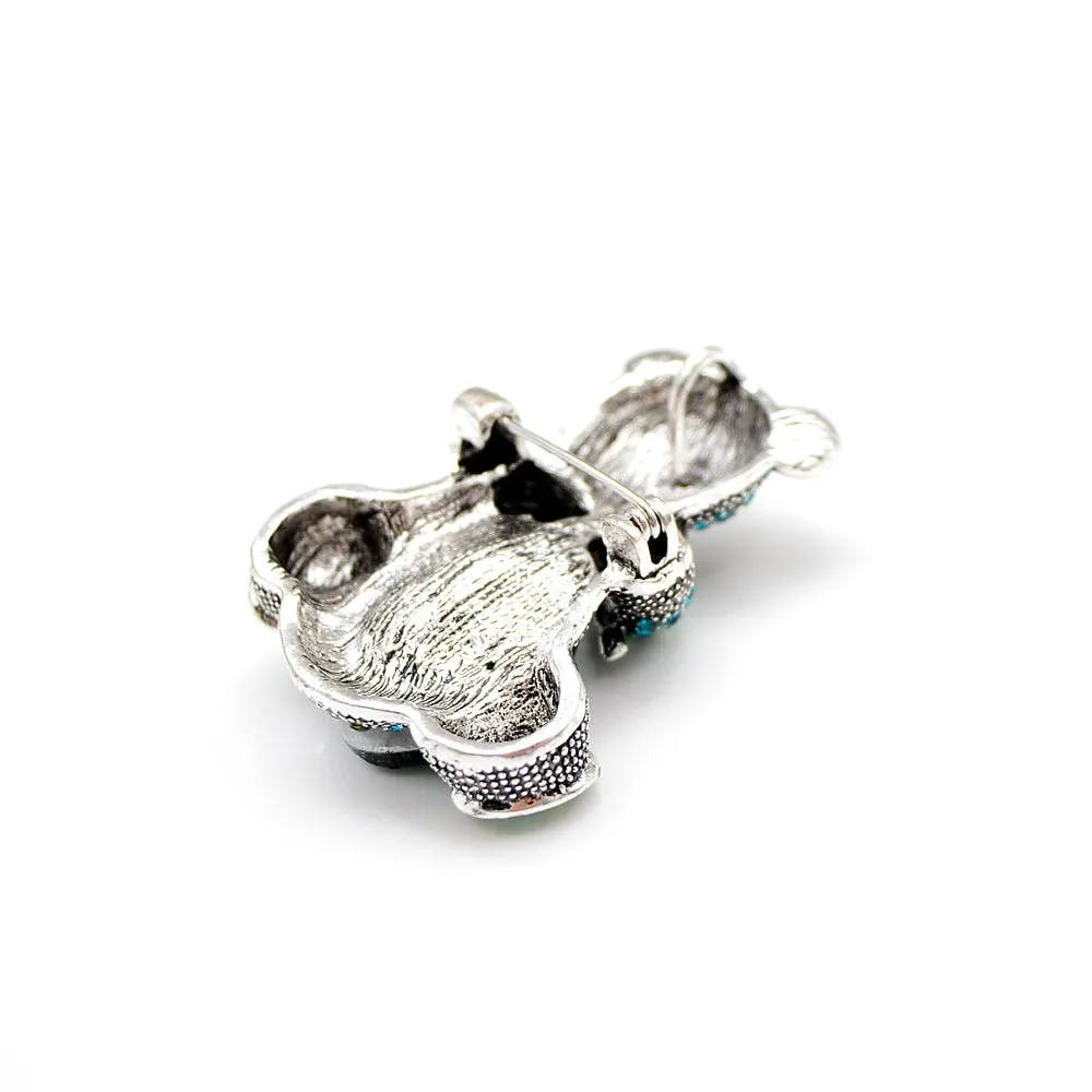 Cute Rhinestone Eat Bamboo Panda Brooches For Women