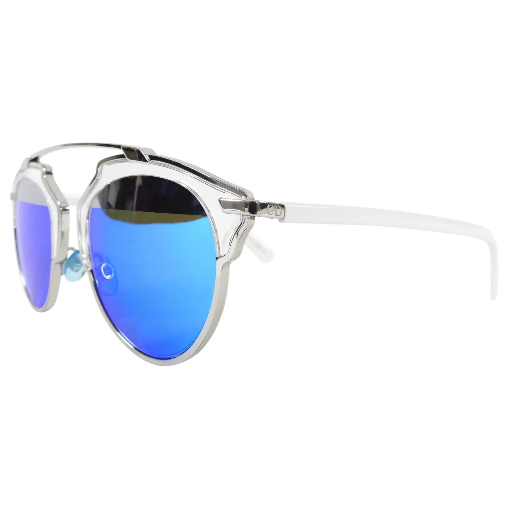Dior So Real Blue Mirror Lens and Silver Metal Sunglasses