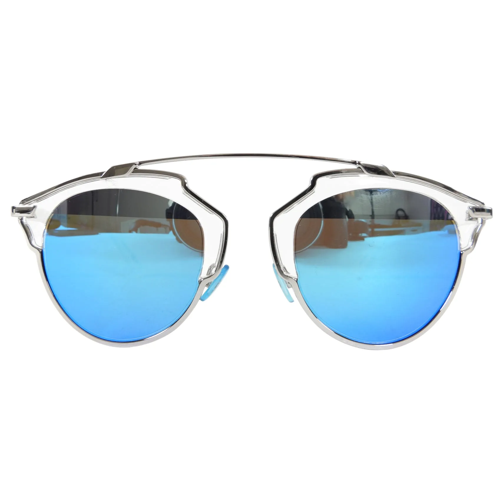 Dior So Real Blue Mirror Lens and Silver Metal Sunglasses