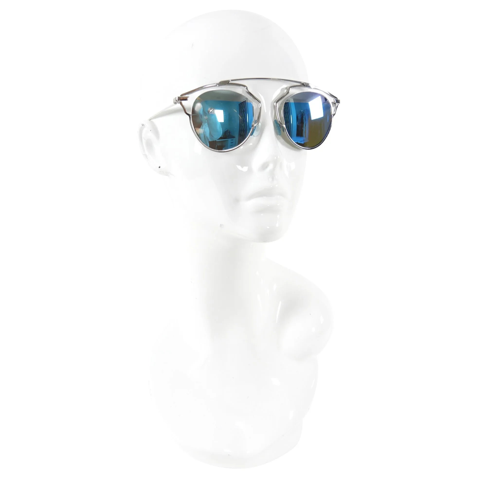Dior So Real Blue Mirror Lens and Silver Metal Sunglasses