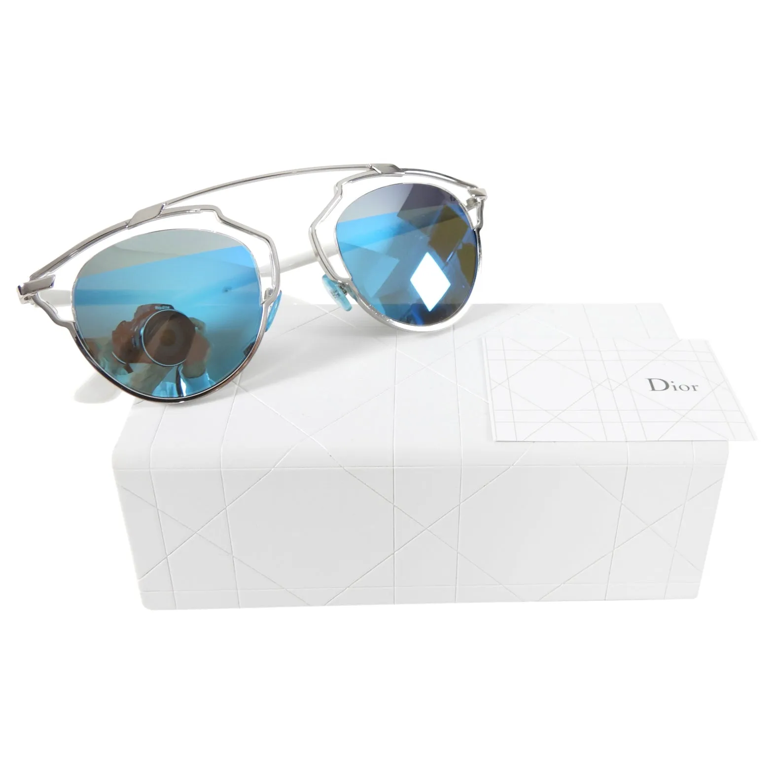 Dior So Real Blue Mirror Lens and Silver Metal Sunglasses