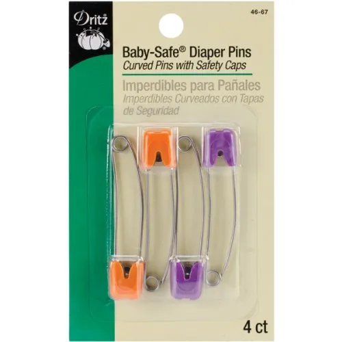 Dritz 46-67 Diaper Pins Pins, Baby Safe, Brights, (4-Count)