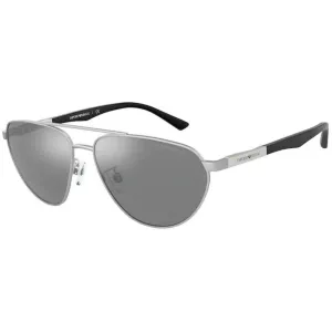 Emporio Armani Men's Sunglasses - Pilot Frame Grey Mirror Silver Lens | 2125 30456G