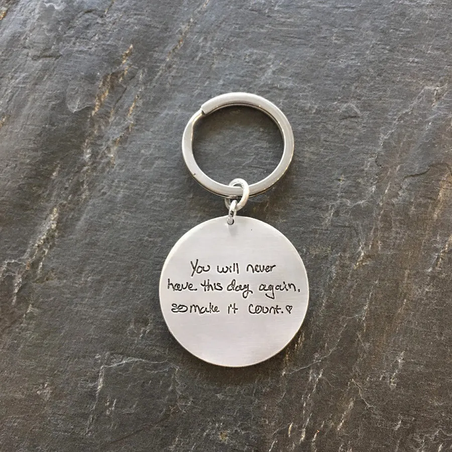 Engraved Sterling Silver Round Keychain