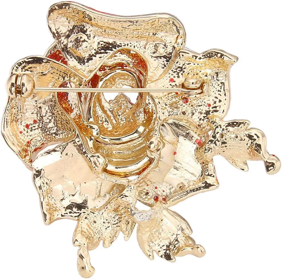 EVER FAITH Women's Austrian Crystal Blooming Beautiful Rose Flower Brooch