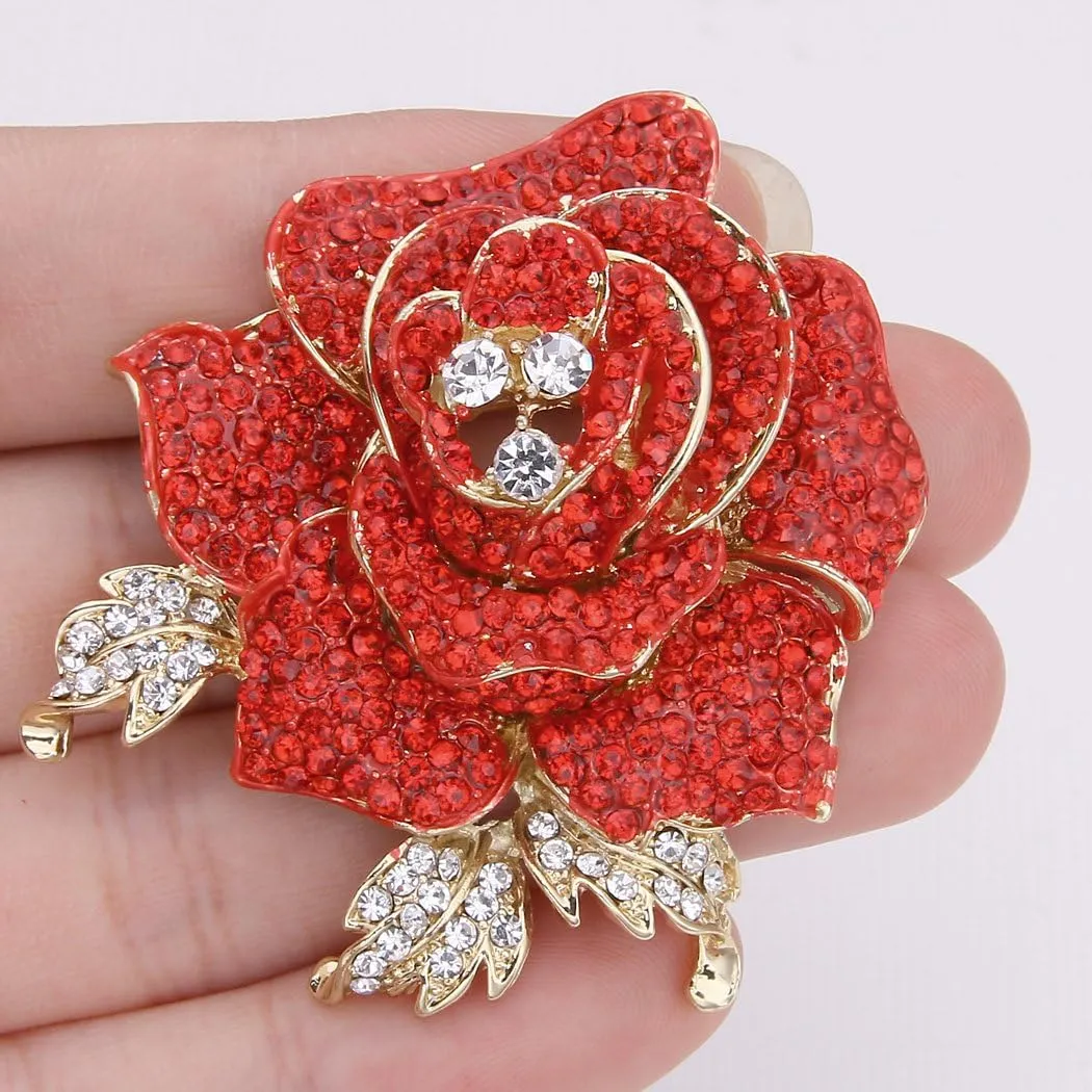 EVER FAITH Women's Austrian Crystal Blooming Beautiful Rose Flower Brooch