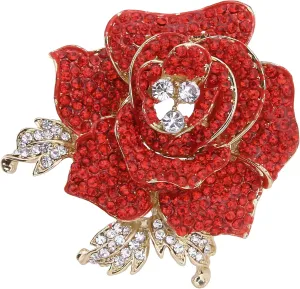 EVER FAITH Women's Austrian Crystal Blooming Beautiful Rose Flower Brooch