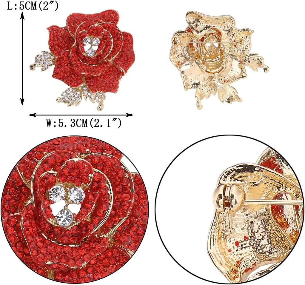 EVER FAITH Women's Austrian Crystal Blooming Beautiful Rose Flower Brooch