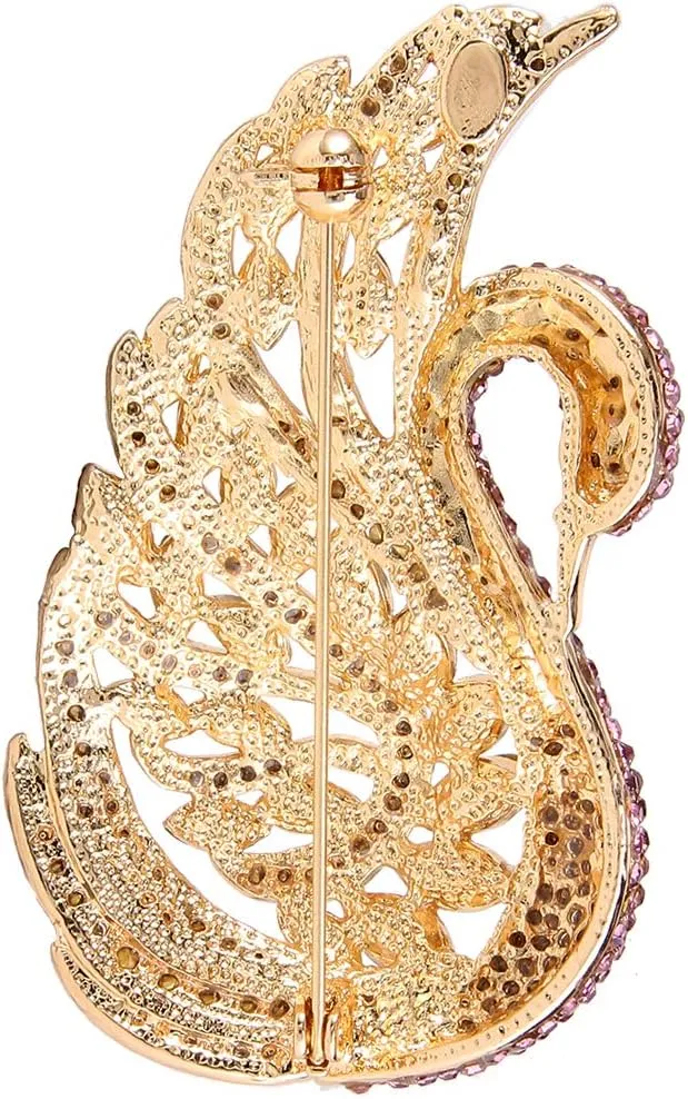 EVER FAITH Women's Austrian Crystal Elegant Swan Bird Bridal Brooch Pin
