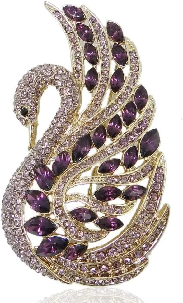 EVER FAITH Women's Austrian Crystal Elegant Swan Bird Bridal Brooch Pin