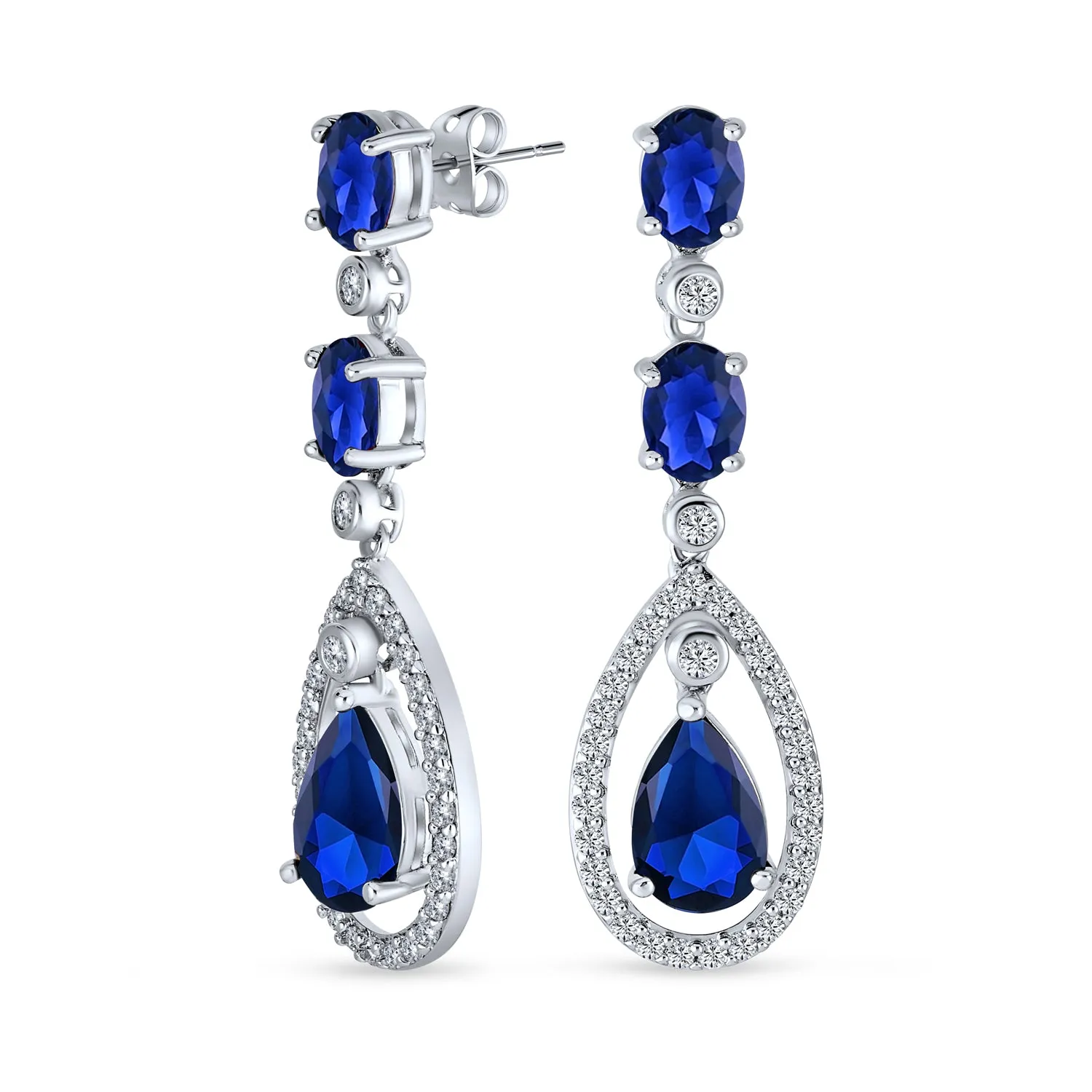 Fashion Art Deco Wedding Gemstone Dangle Chandelier Earrings Silver Plated