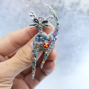 Fashion Cute Rhinstone Cat Brooches For Women