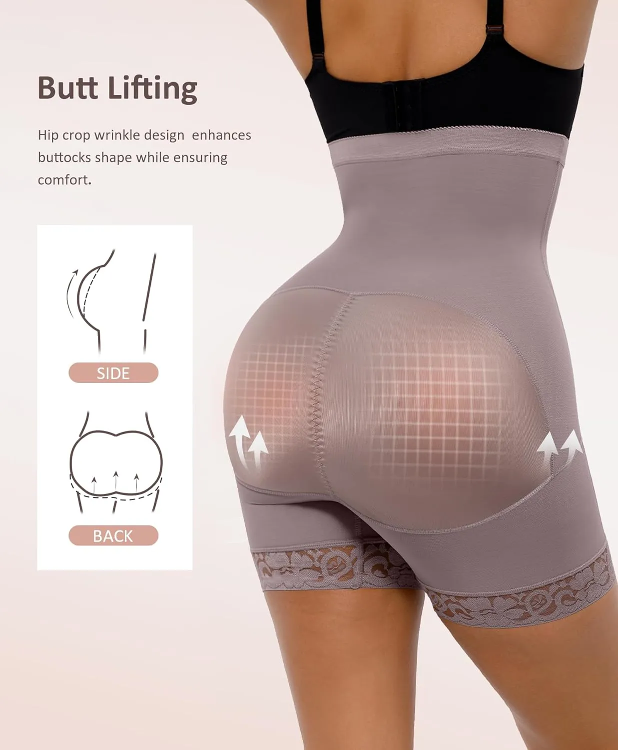 FeelinGirl Butt Lifter Shapewear Tummy Control Shorts Body Shaper for Women with Lace Trim