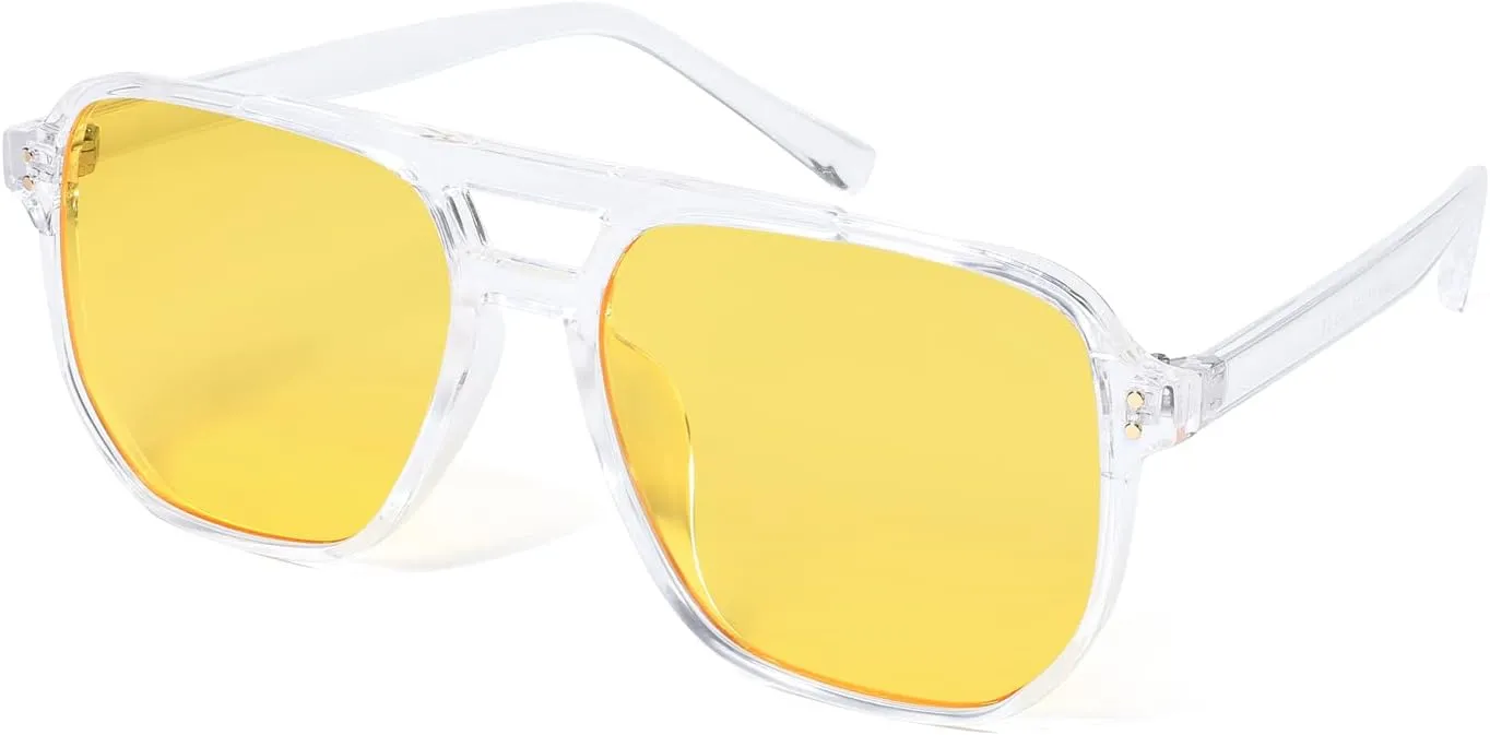FEISEDY Retro Square Aviator Sunglasses Women Men 70s Vintage Trendy Plastic Frame Sun Glasses B2835