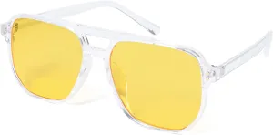 FEISEDY Retro Square Aviator Sunglasses Women Men 70s Vintage Trendy Plastic Frame Sun Glasses B2835