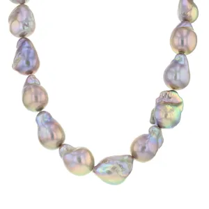 Freshwater Grey Baroque Pearl Necklace | Silver