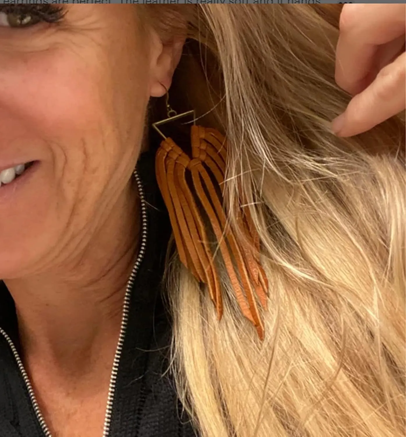 Fringe Leather Earrrings Triangle Deerskin Leather Boho Western Statement Dangel Earrings for Women