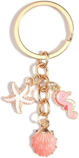 Fuqimanman2020 Seashell Conch Starfish Enameled Keychain Cute Seashell Starfish Tassel Chain Keyring