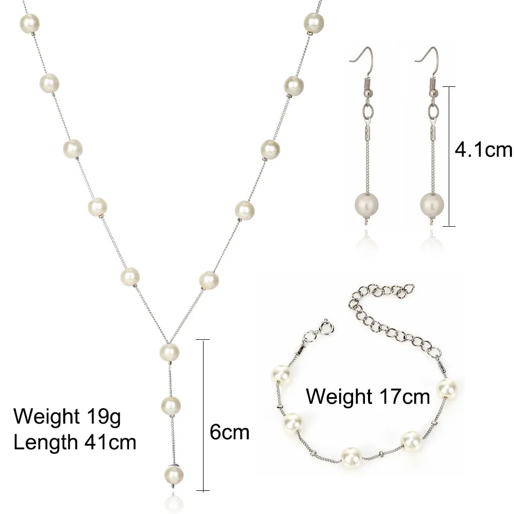 Genuine Freshwater Pearl Wedding Jewelry Set Necklace For Women