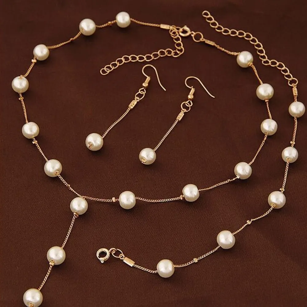 Genuine Freshwater Pearl Wedding Jewelry Set Necklace For Women