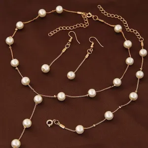 Genuine Freshwater Pearl Wedding Jewelry Set Necklace For Women