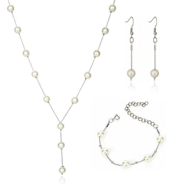 Genuine Freshwater Pearl Wedding Jewelry Set Necklace For Women